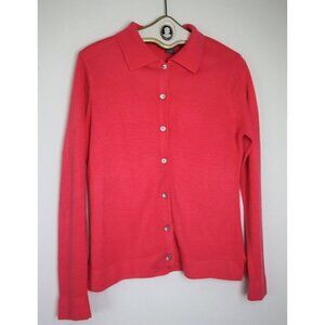 WOMEN'S PINK CARDIGAN SWEATER - SML DESIGN - SIZE L